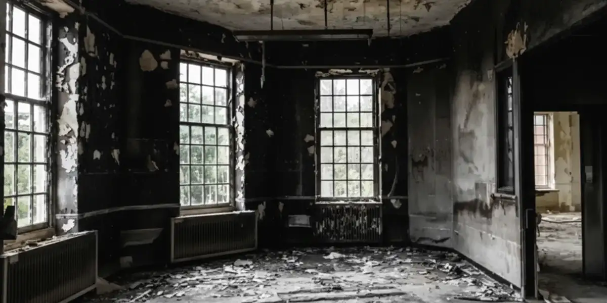 fire damage repair addressing severe interior damage and smoke residue inside a burned home in Chandler, AZ